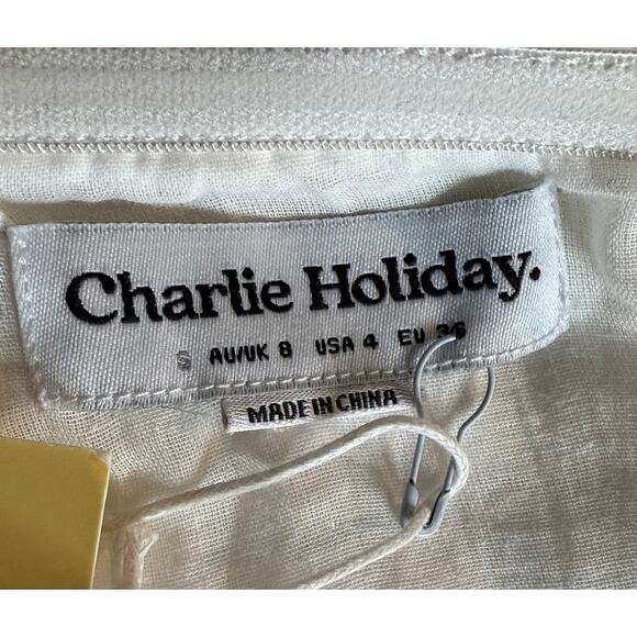 Charlie Holiday White Harriet Midi Beach Summer Dress S NWT - Picture 7 of 8